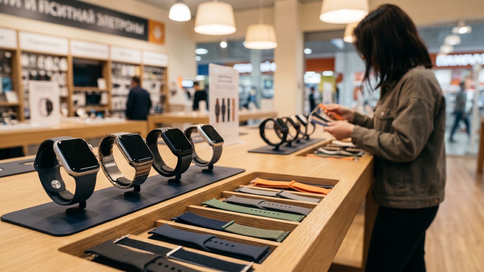 Витрина Apple Watch для статьи о покупке часов в Тольятти