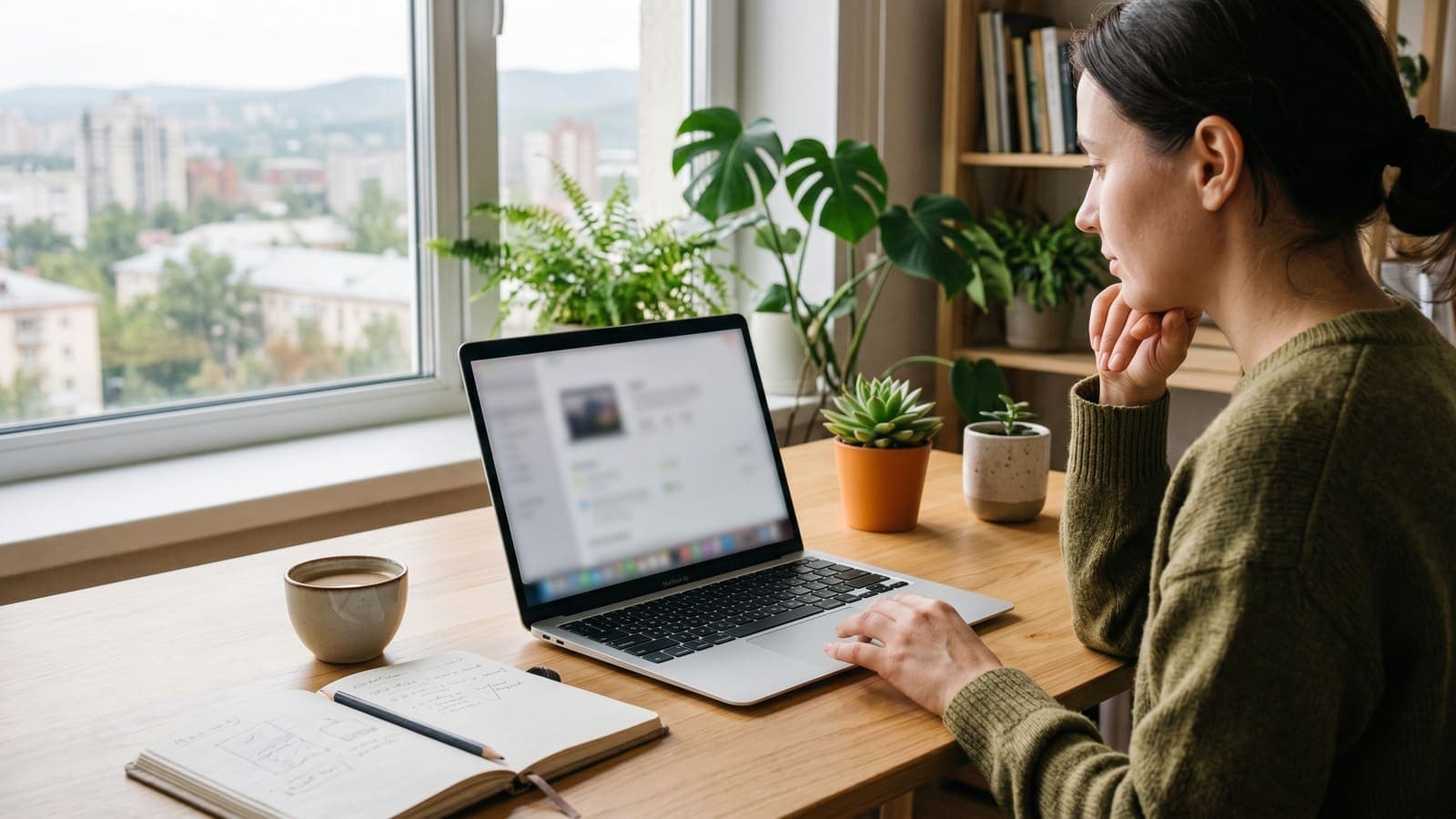 Рабочее место с MacBook для статьи о выборе ноутбука в Красноярске