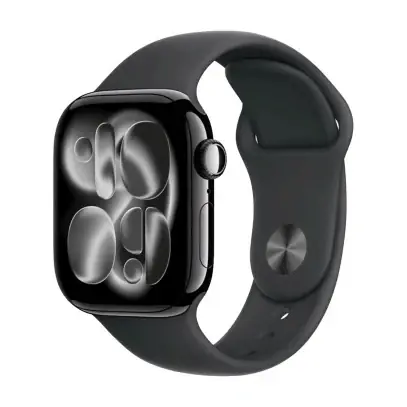Apple Watch Series 11, 46 мм корпус из алюминия цвета «Jet Black», ремешок Sport Band размера M/L цвета «Black»