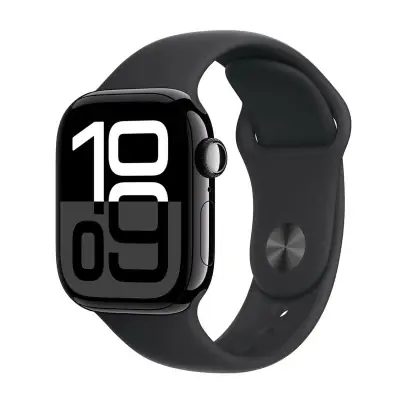 Apple Watch Series 10, 46 мм корпус из алюминия цвета «Jet Black», ремешок Sport Band размера M/L цвета «Black»