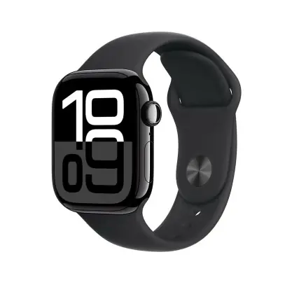 Apple Watch Series 10, 42 мм корпус из алюминия цвета «Jet Black», ремешок Sport Band размера S/M цвета «Black»