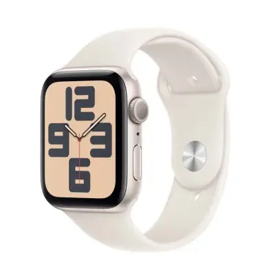 Apple Watch SE (2024), 44 мм корпус из алюминия цвета «Starlight», ремешок Sport Band размера S/M цвета «Starlight»