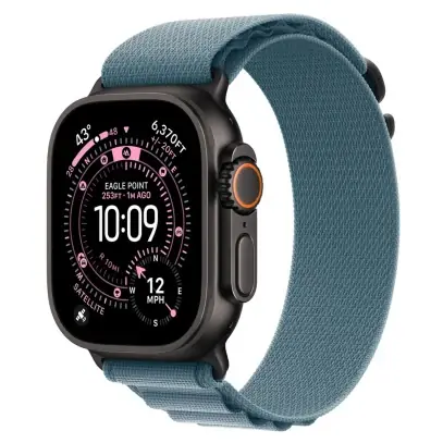 Apple Watch Ultra 3 (2025), 49 мм корпус из титана цвета «Black», ремешок Alpine Loop размера L цвета «Light Blue»