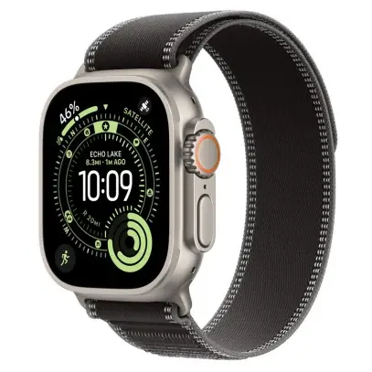Apple Watch Ultra 3 (2025), 49 мм корпус из титана цвета «Natural», ремешок Trail Loop размера S/M цвета «Black/Charcoal»