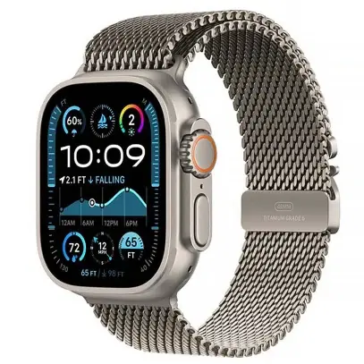 Apple Watch Ultra 2 (2024), 49 мм корпус из титана цвета «Natural», ремешок Titanium Milanese Loop размера S цвета «Natural»
